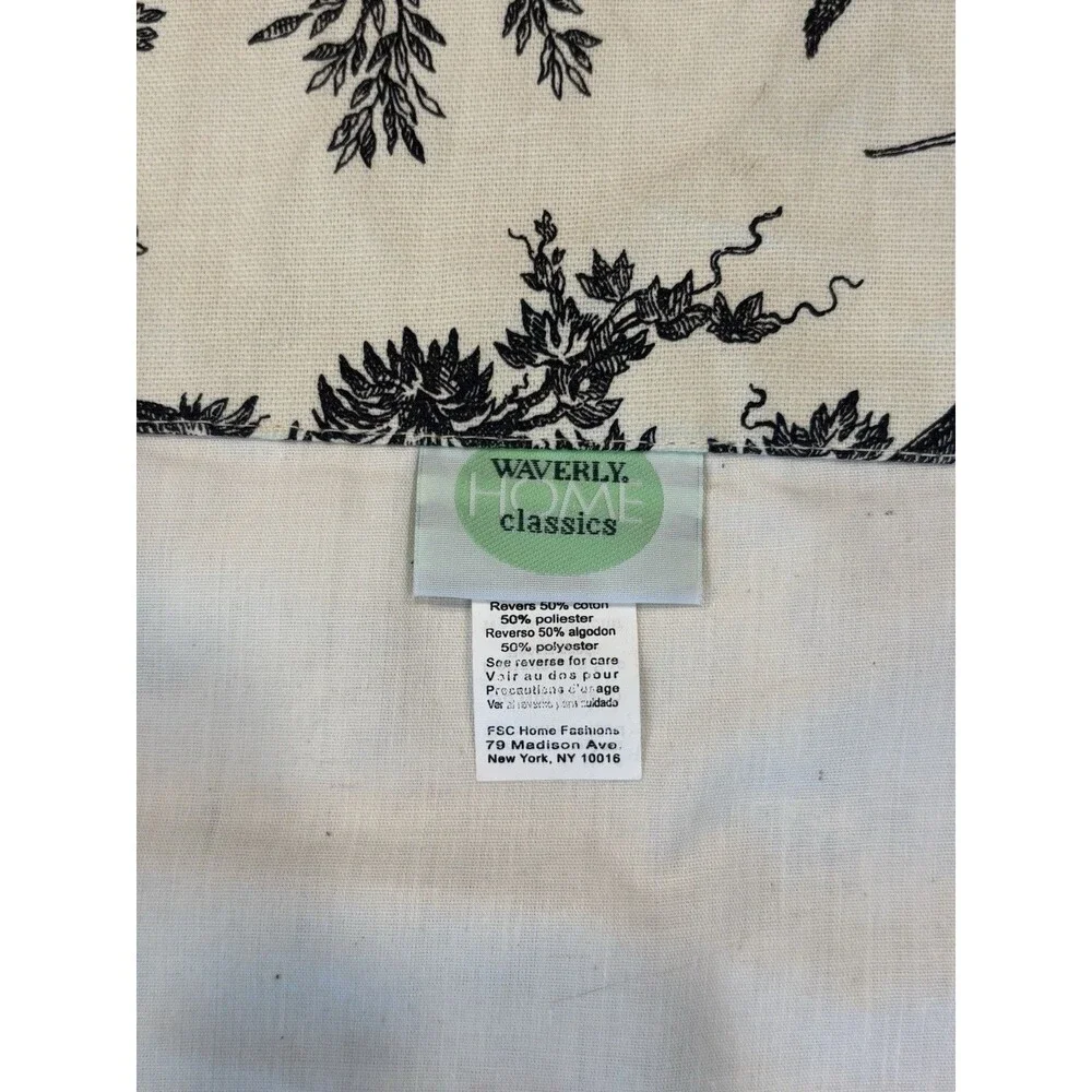 Pair Of Waverly Country Life Black & Ivory Toile Ascot Valance Tassel 52” X 20”